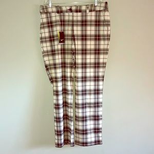 White and Black plaid women’s Nike golf pants